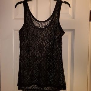 Sheer black lace tank